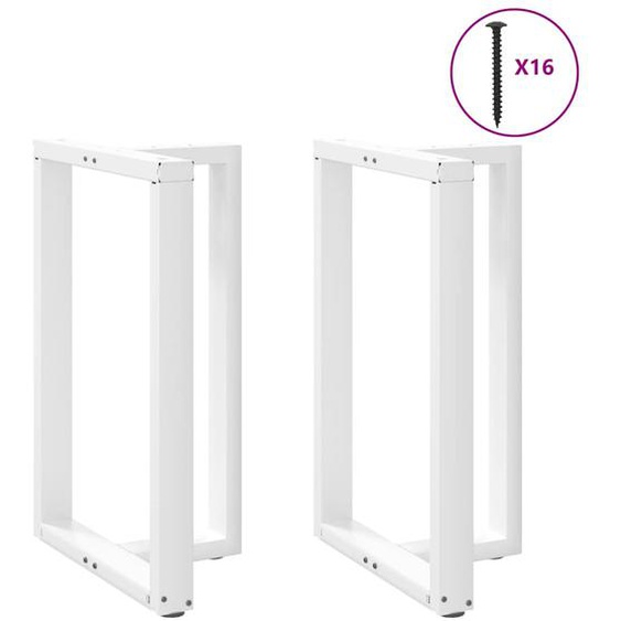 Pieds de table de bar en T, 2 pièces, blanc, 60 x 35 x (90-91) cm, acier
