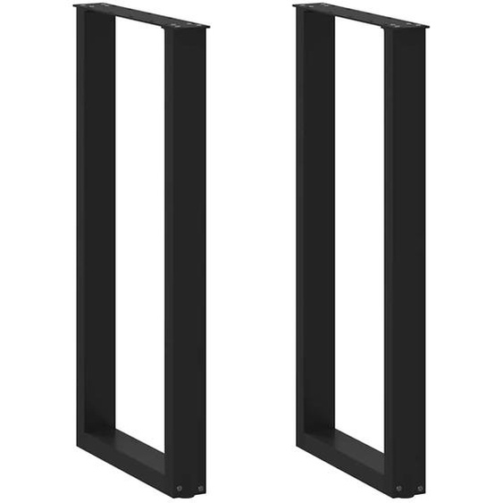 Pieds de table de bar en U, 2 pièces, noir, 50 x (100-101) cm, acier