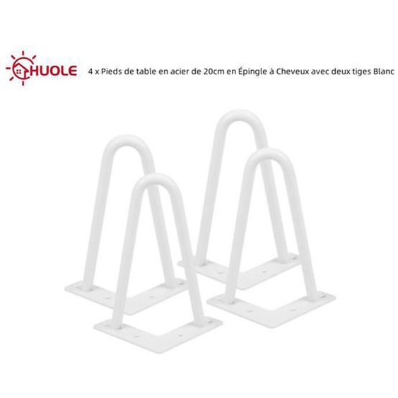 Pieds de table en acier de 20cm en Épingle à Cheveux - HUOLE - Blanc - Métal - Contemporain - Design