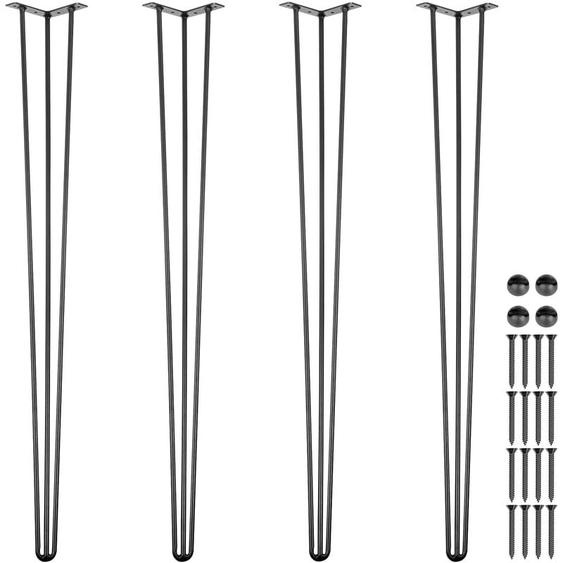Pieds de Table en Epingle a Cheveux de 40 pouces, Ensemble de Pieds de Table en Epingle 4 pc, Pieds En Epingle à Cheveux En Acier avec 3 Tiges