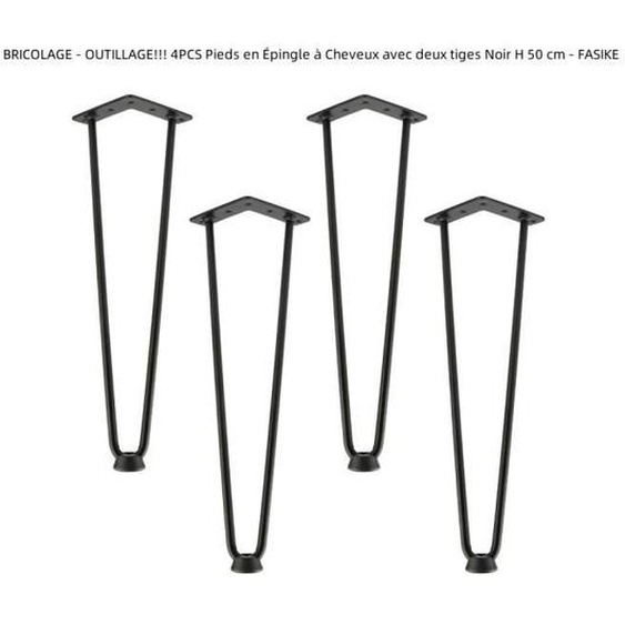 Pieds de table en Épingle à Cheveux Noir H 50 cm - FASIKE