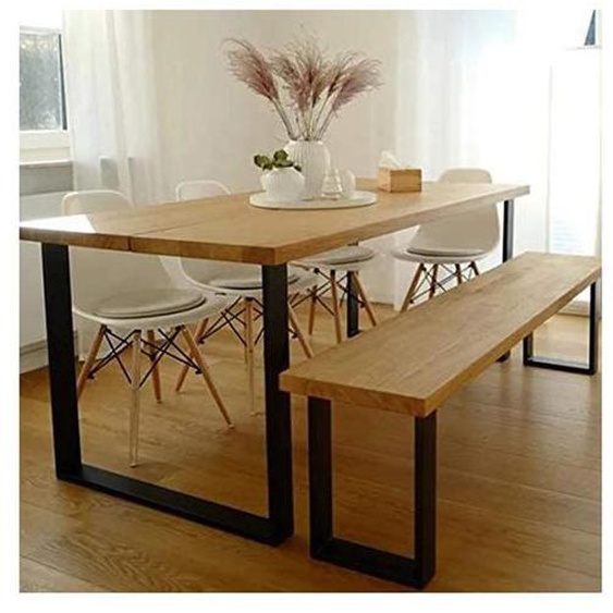 Pieds de table en inox ERROLVES - Forme rectangulaire - Noir - Style industriel