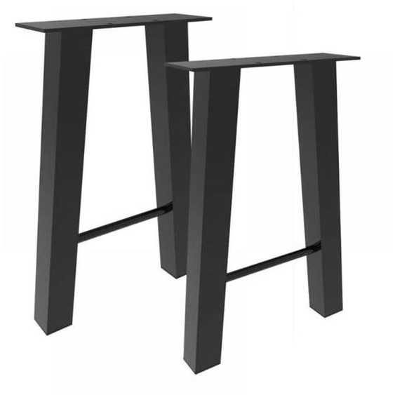 Pieds de table en métal de style industriel - Noir - Jeu de 2 - Convient pour table de salle à manger, bureau, table basse, banc