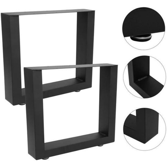 Pieds de table - BMOT - Noir - Design minimaliste - 4 cm dépaisseur - Support jusquà 100 kg