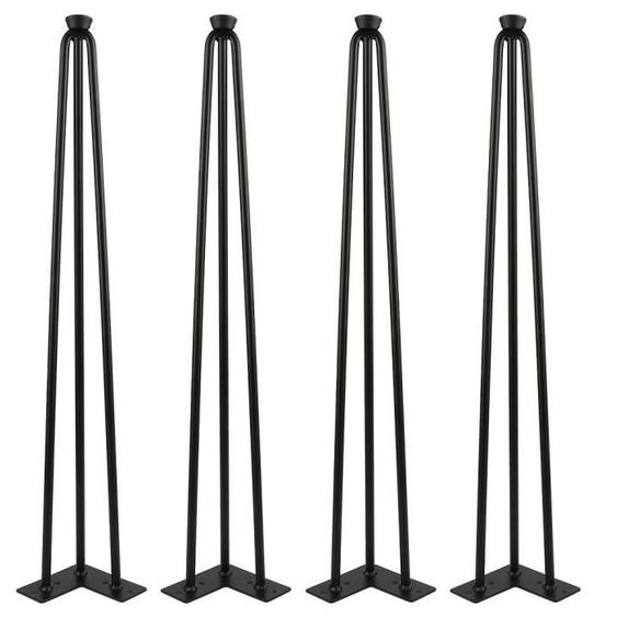 Pieds de table - pieds de table en métal - support noir - avec 3 tiges - lot de 4 - 76cm