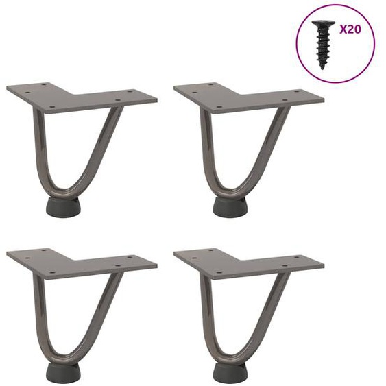 Pieds en épingle à cheveux pour table basse 4 pièces Acier naturel 10 cm Acier massif