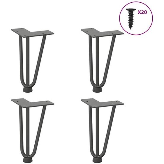 Pieds en épingle à cheveux pour table basse 4 pièces Anthracite 20 cm Acier massif