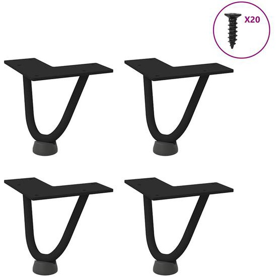 Pieds en épingle à cheveux pour table basse 4 pièces Noir 10 cm Acier massif