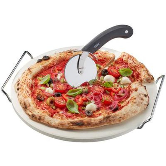 Pierre à pizza avec cadre + coupe-pizza DARIOSO