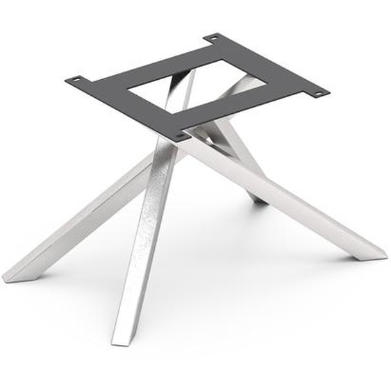 Piètement croisé rectangle en métal argenté pour tables à rallonges de 180-220 cm, Live-Edge pieds