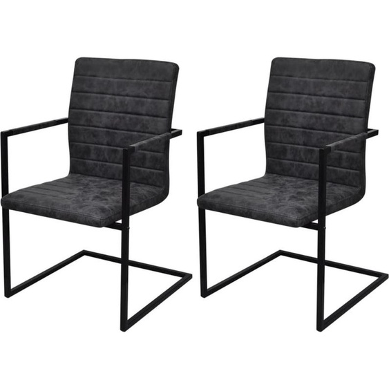 Piétement luge 2 pcs. noir similicuir