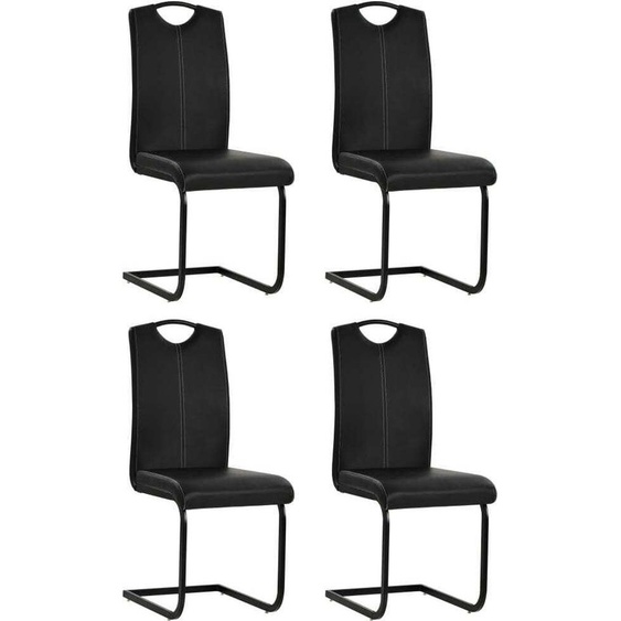 Piétement luge 4 pcs. noir similicuir