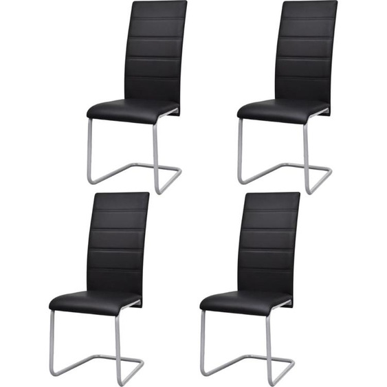 Piétement luge 4 pcs. noir similicuir