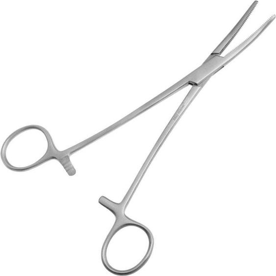 Pince - 16 cm de long - pointe rainurée et incurvée - acier inoxydable