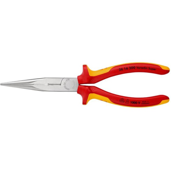 Pince à becs demi-rondes droites isolée à 1000V 200mm - KNIPEX - 26 16 200