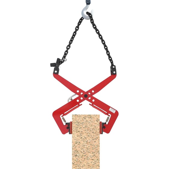 Pince à dalles - Pince à ciseaux - Capacité de charge 350 kg - Ouverture réglable 10,16 cm - Patins en caoutchouc - Acier allié - Jaune/rouge