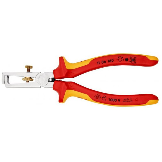 Pince à dénuder avec ressort douverture isolante 1000V 160mm - KNIPEX - 11 06 160