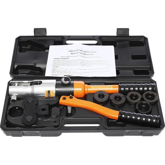 Pince à sertir hydraulique - CW-1632 - Profil M - 5 mâchoires M12/M15/M18/M22/M28 - Pour cuivre/acier inoxydable - Avec boîte à outils - Noir