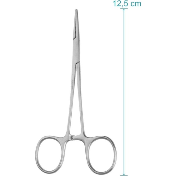 Pince avec pointe droite et striée en acier inoxydable