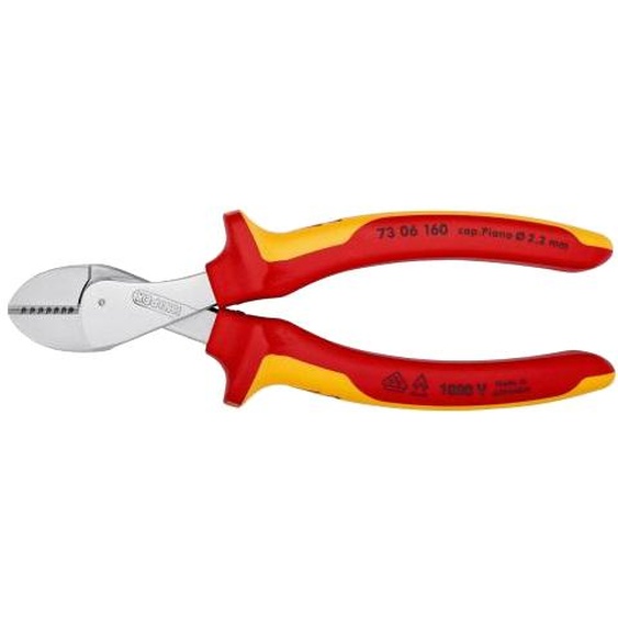 Pince coupante de côté à forte démultiplication isolée 1000V X-CUT® 160mm - KNIPEX - 73 06 160