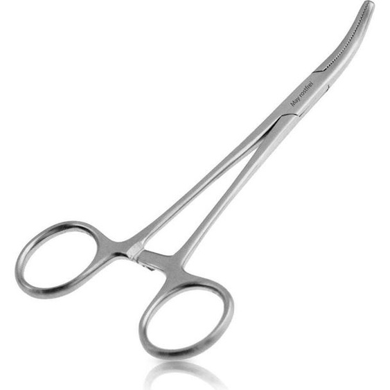 Pince de précision May courbée 13cm avec blocage - Pince en acier inoxydable pour les loisirs créatifs