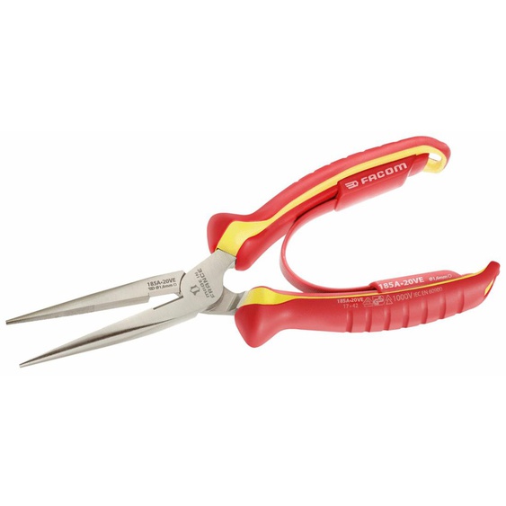 Pince demi-ronde à bec long isolée 1000V 200mm - FACOM - 185A.20VE