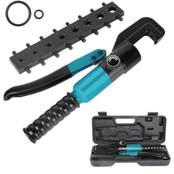 Pince hydraulique, pression maximale de 8 tonnes, plage de sertissage polyvalente, bleu