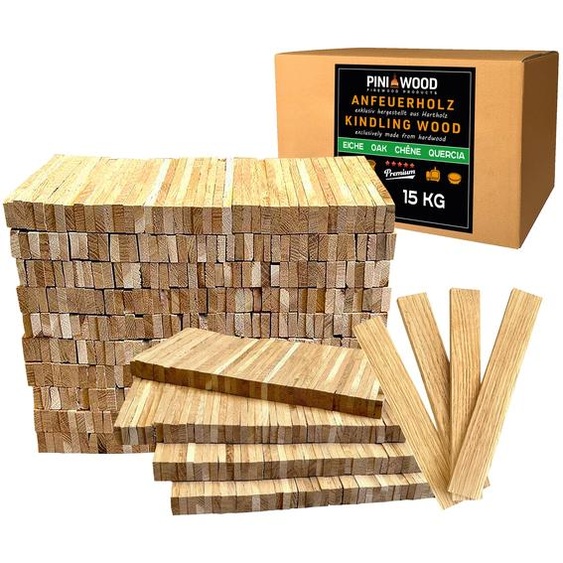 PINI bois de chauffage allume-feu en chêne 15 kg de bois dallumage pour cheminée barbecue feu de camp coupe de feu