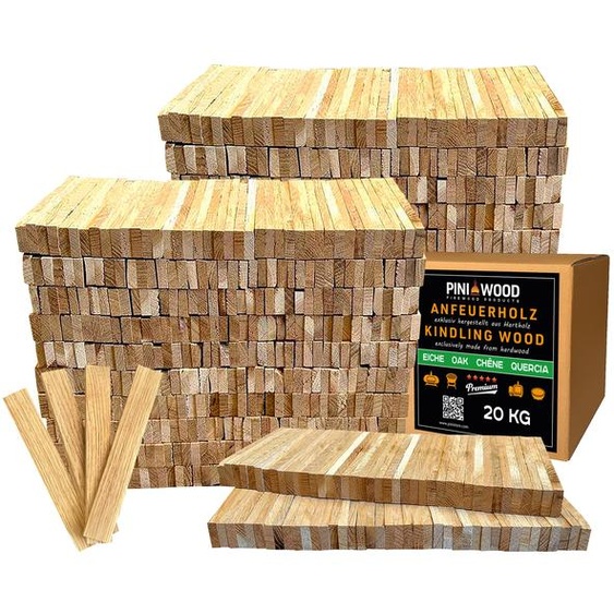 PINI bois de chauffage allume-feu en chêne 20 kg de bois dallumage pour cheminée barbecue feu de camp coupe de feu