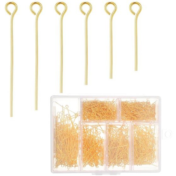 Pions de chaîne en fer avec œillet, 1200 pièces, 6 tailles, couleur or