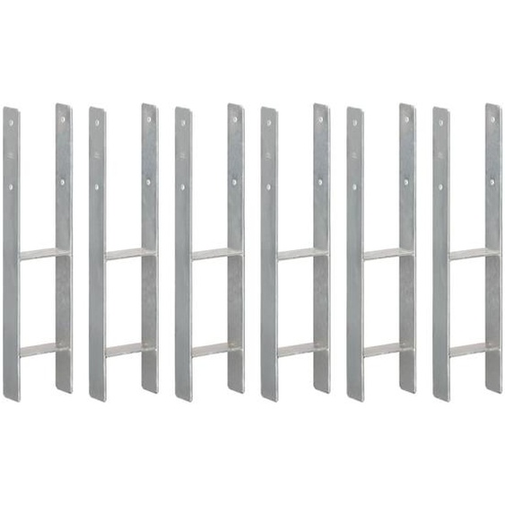 Piquets de clôture 6 pcs Argenté 12x6x60 cm Acier galvanisé
