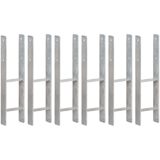 Piquets de clôture 6 pcs Argenté 14x6x60 cm Acier galvanisé