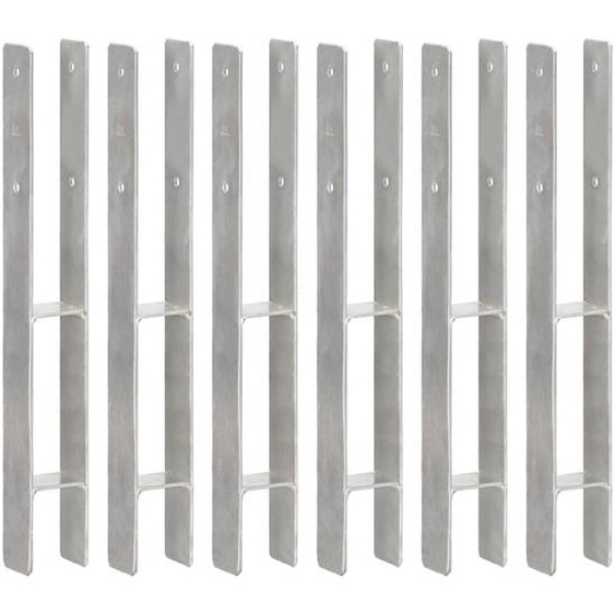 Piquets de clôture 6 pcs Argenté 7x6x60 cm Acier galvanisé