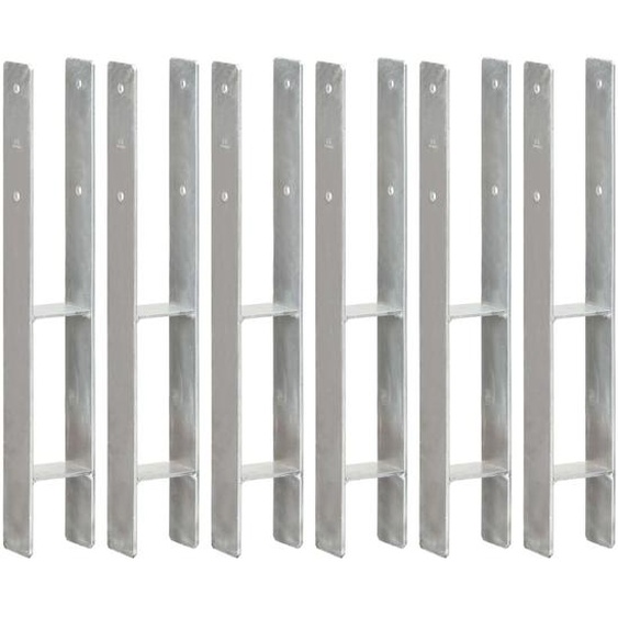Piquets de clôture 6 pcs Argenté 8x6x60 cm Acier galvanisé