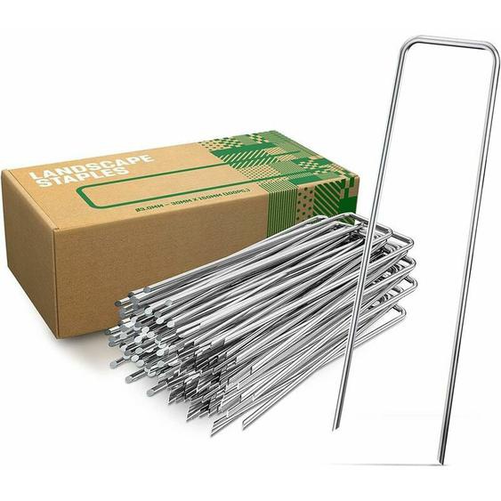 Ulisem Piquets de Fixation en Acier Galvanisé (50 Pièces) - Agrafes de Fixation Solides pour Toile de Paillage, Grillage et Filets - 150 mm Long, 30