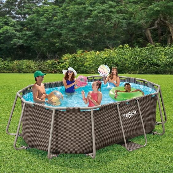 Piscine 3 x 2 x 0.84 m à structure métallique ovale