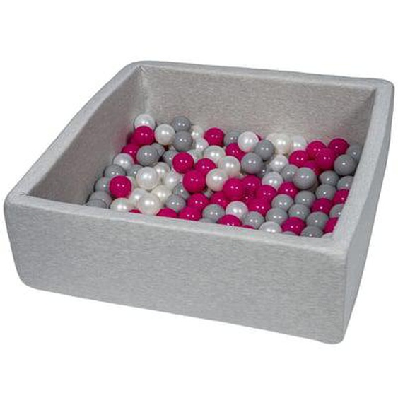 Piscine à balles pour enfant, 90x90 cm, Aire de jeu + 150 balles perle, rose, gris