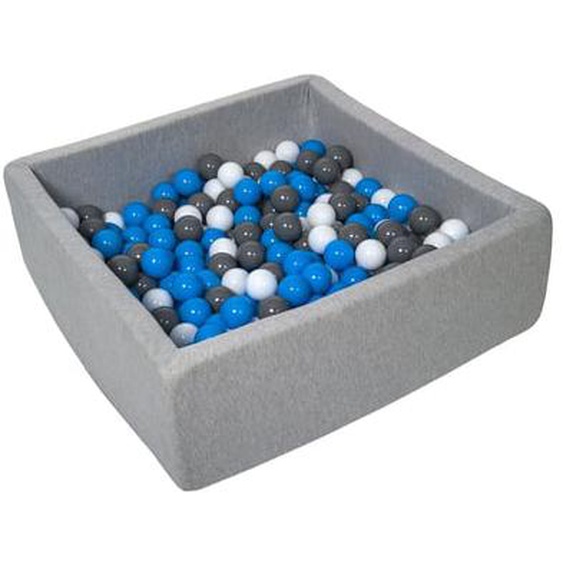 Piscine à balles pour enfant, 90x90 cm, Aire de jeu + 200 balles blanc,bleu,gris