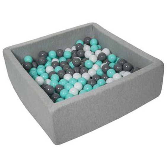 Piscine à balles pour enfant, 90x90 cm, Aire de jeu + 200 balles blanc,gris,turquoise