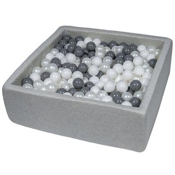 Piscine à balles pour enfant, 90x90 cm, Aire de jeu + 450 balles blanc, perle, gris