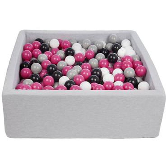 Piscine à balles pour enfant, 90x90 cm, Aire de jeu + 450 balles noir, blanc, rose,gris