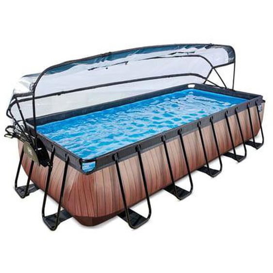 Piscine hors sol marron 540x250x100 cm + dôme et pompe à chaleur