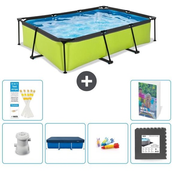 Piscine hors-sol rectangulaire - 300x200x65 cm - Composée de 5 parties - Modèle S317