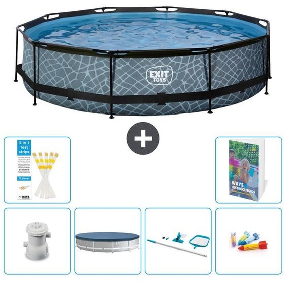 Sortie de piscine Rund - Design Steinoptik - 360 x 76 cm - Composée de 5 éléments - Modèle S299