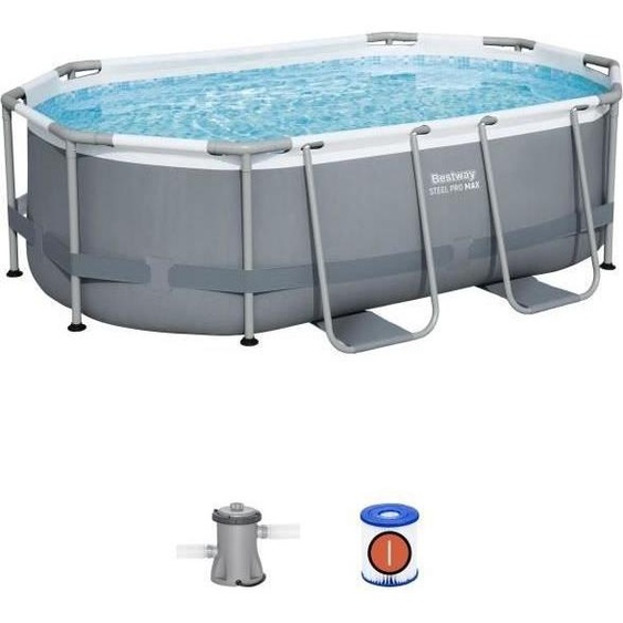 Piscine Hors Sol Tubulaire Bestway Steel Pro MAX, 305 x 200 x 84 cm, Ovale, Avec Filtre à Cartouche