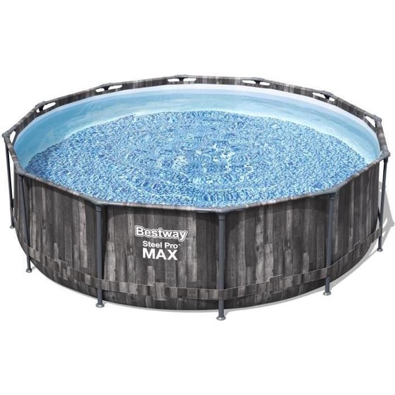Piscine Hors Sol Tubulaire Bestway Steel Pro Max, 366 x 100 cm, Ronde, Filtre à Cartouche, Échelle