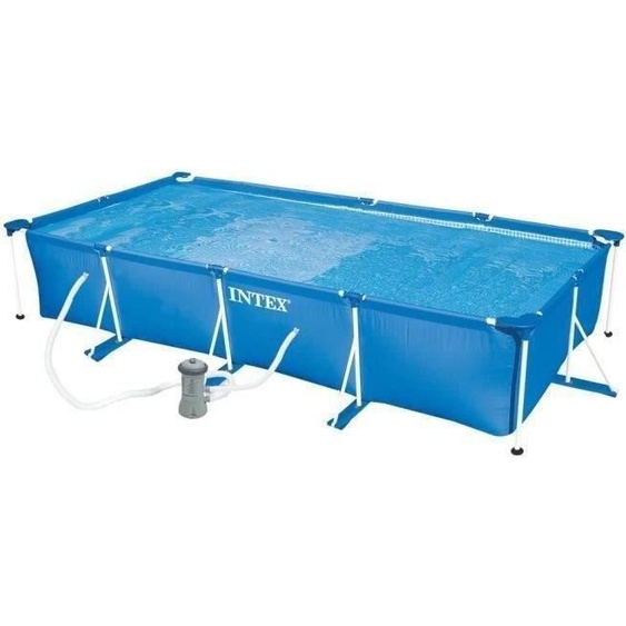 Piscine Hors Sol Tubulaire Intex Metal Frame Junior, 450 x 220 cm, Rectangulaire, Epurateur à Cartouche