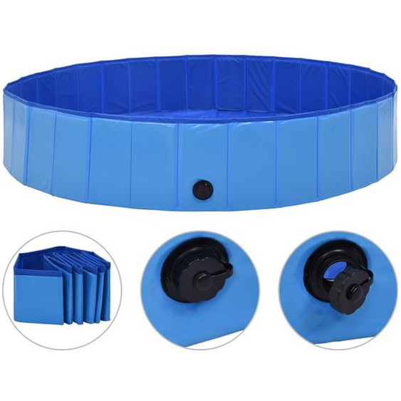 Piscine pliable pour chiens Bleu 160x30 cm PVC