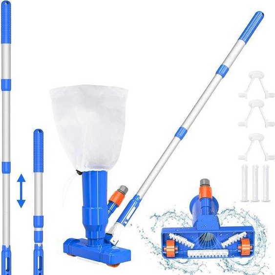 Piscine portable de 40 pouces, spa, bassin, mini-jet, aspirateur sous-marin avec perche télescopique épaisse extensible en 3 parties, brosse, sac de rangement et poignée universelle antidérapante - Accessoires pour piscines gonflables