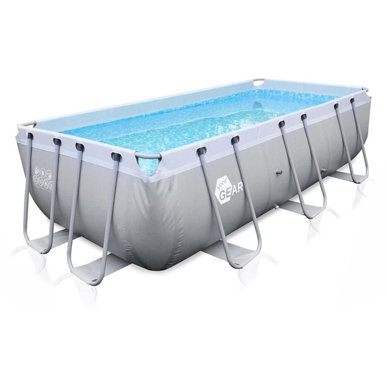 Piscine rectangulaire - Cadre en acier - 396 x 207 x 100 cm - Gris - Jardin et terrasse